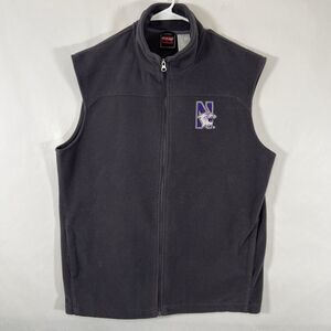 Vintage Northwestern Wildcats Genuine Stuff Full Zip Fleece Vest Mens XL Purple